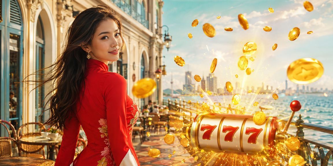 Người dùng tại Thành phố Hồ Chí Minh mặc áo dài trải nghiệm slot game trên điện thoại
